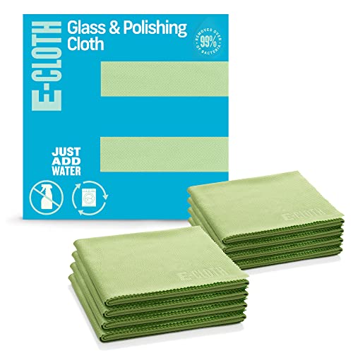E-Cloth Glass & Polishing Cloths, Premium Microfiber Glass Cleaner, Great for Windows, Glass and Mirrors, Washable and Reusable, 100 Wash Guarantee, Lime Green, 8 Pack - color: Lime Green - 8 Pack, size: New Version