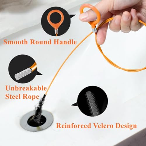 1/3pcs Extra Long Stainless Steel Drain Pipe Unclogging Hook,Nylon Coated-Suitable for Bathroom Sink, Bathtub/Shower Drain Pipes/Plumbing Accessory|Durable Nylon Material, Drain Cleaning Too (3pcs) - size: 3pcs