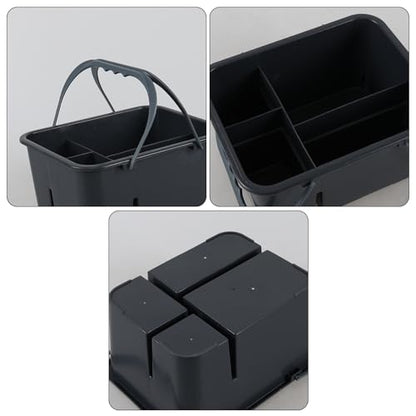 1 Pack Plastic Divided Caddy with Handle, 4 Compartment Cleaning Caddy, Grey