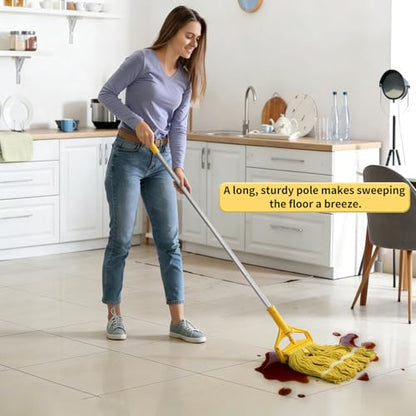 60 Inch Industrial Mop Handle Commercial mop Handle Heavy Duty Industrial mop Bucket mop Handles Heavy Duty Commercial mop Head Replacement and Handles mop Stick Replacement Mop Stick - color: Yellow
