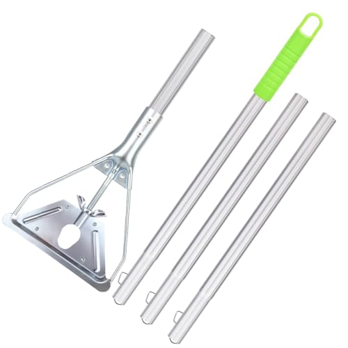 Mop Handle Commercial Heavy Duty - 57 Inch Industrial Metal Mop Stick Replacement for Floor Cleaning - Professional Mops Head Replacement Holder - color: Green 1 - Metal Clamp