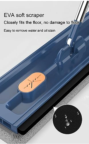 New 2024 Ultra-Fine Fiber Mop with Adjustable 54" Stainless Steel Handle, 4 Washable Pads, 360° Rotating Dust Mop, Dehydration Scraper (Blue) - color: Blue, With 4 Mop Pads
