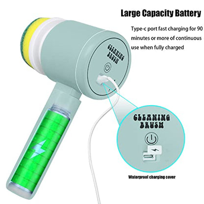 Electric Spin Scrubber, 3-in-1 Cordless Rechargeable Shower Scrubber with 3 Replaceable Cleaning Brush Heads for Bathroom/Kitchen/Floor/Tile