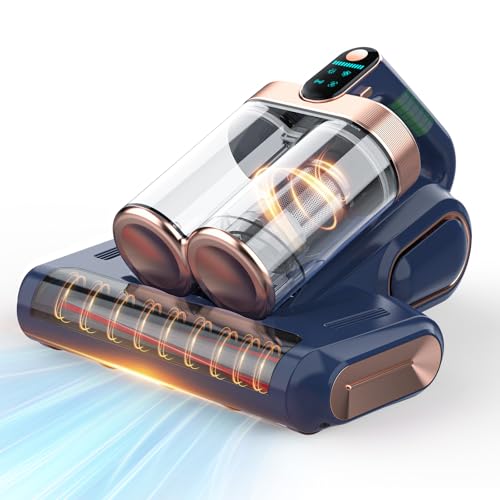 Bed Mattress Vacuum Cleaner Cordless 16Kpa Handheld Vacuum, Vacuum Cleaner with 253.7nm UV-C Light,HEPA Filter & Ultrasonic, Portable Vacuums for Sofa Couch Crib Birthday Gifts for women blue+gold - color: Dark Blue+gold