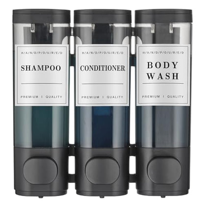 Shampoo and Conditioner Dispenser,Shower Soap Dispenser 3 Chamber No Drill Wall-Mounted Shampoo Dispenser for Shower Wall Mounted Shower Dispenser for Bathroom Hotel Large Capacity,Black - color: Black 3 Chamber