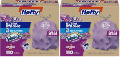 Hefty Ultra Strong 13 Gallon Trash Bags, Tall Kitchen Trash Bags 13 Gallon Size, Resist Leaks, Punctures, and Rips, Continuous Odor Control, Purple, Fabuloso Scent,(Pack of 220) - size: 1 Count (Pack of 220), style: Fabuloso