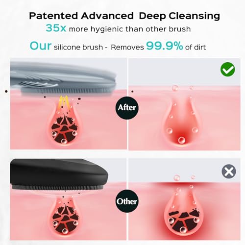 COSLUS FBS01 Facial Cleansing Brush Face Scrubber, Compact for Travel | Rechargeable, Gentle Silicone, 5 Cleansing Modes, Deep Cleaning for Men & Women, Removing Blackhead Exfoliating, Hazy Blue - color: Hazy Blue