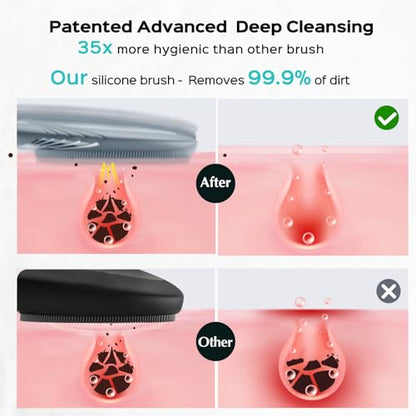 COSLUS FBS01 Facial Cleansing Brush Face Scrubber, Compact for Travel | Rechargeable, Gentle Silicone, 5 Cleansing Modes, Deep Cleaning for Men & Women, Removing Blackhead Exfoliating, Hazy Blue - color: Hazy Blue