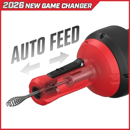 POPULO Auto-Feed 17FT Drain Snake Auger for 3/4"-2" Pipe, Plumbing Snake Drain Auger with Drill Adapter, Sink Snake Drain Hair Remover for Kitchen, Bathroom and Shower Sink, PMDA-5 - style: 16Ft