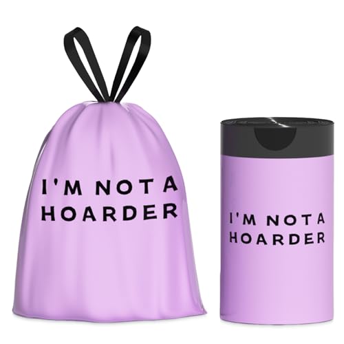 4 Gallon Trash Bags Drawstring, Portable Small Trash Bags with Text Printing, Tear-Free, Leakproof & Durable for Bathroom, Office, 50 Counts - style: Letter-4 Gallons