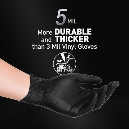 OKIAAS Black/Pink Vinyl Disposable Gloves Latex Free, Food Grade, 5 mil, Cooking, Cleaning, Hair Dye, 50/100/200/1000 Count - color: Black, size: Large (Pack of 1000)