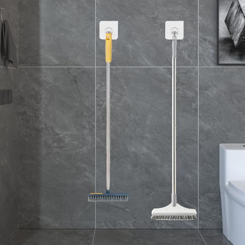 2 Pcs Grout Brush with Long Handle - Upgrade, 120°Rotation Tile Grout Cleaning Tool, V-Shape Shower Scrubber Cleaner Stiff Bristle for Cleaning Bathroom Wall, Baseboards, Tile Floors