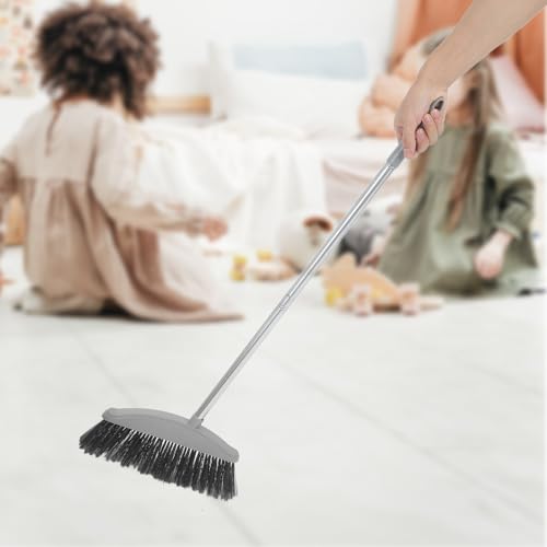 Uonlytech Outdoor Broom for Floor Cleaning with Long Handle, Heavy Duty Angle Broom in Nordic Gray, Plastic Sweeping Tool for Indoor and Outdoor Use