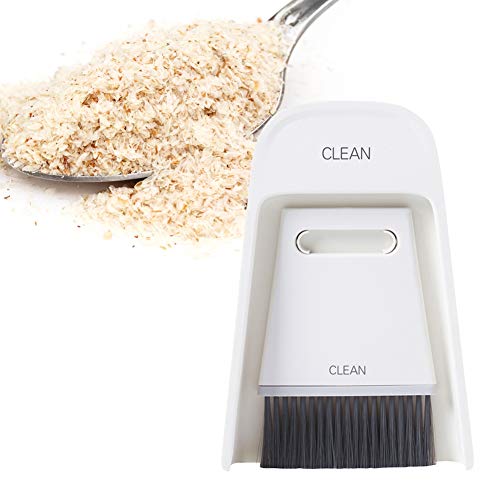 Mini Dustpan and Brush Set, Portable Snap on Design Desktop Cleaning Brush Handheld Crumb Sweeper for Sofa Car Kitchen (Gray White) - color: Gray White