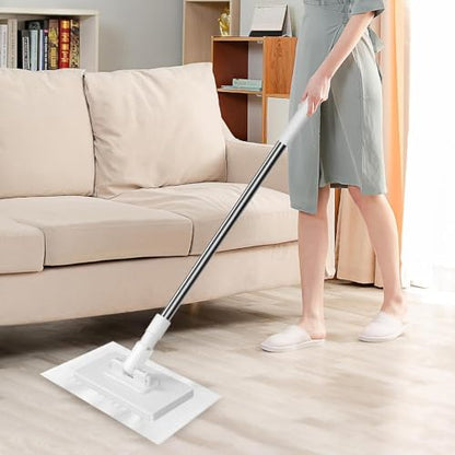Snap Grip Mini Mop, Zero Touch Mini Mops, Retractable Gap Dust Cleaner Flat Mops with Locking Head & Sweeping Cloths, 39' Long Handle Mopping Sweeper Stick for Multi Cleaning ,No Wash (2mop+8cloth) - color: 2mop+8cloth
