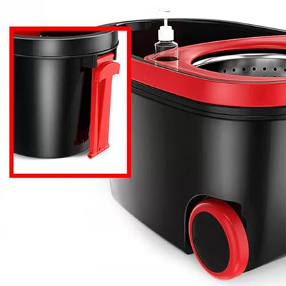 Spin Mop and Bucket with Wringer Set, 360° Rotating Head Mop Bucket System with 3 Microfiber Mop Refills Wet and Dry Suitable for Office and Home Use, Green (Black) - color: Black