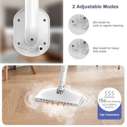 Steam Cleaner, 6 in1 Rotated Steam Mop Cleaner with 2 Modes, 2 Microfiber Pads, 400ML Removable Tank, 23FT Power Cable, Detachable Steam Mops for Floor, Laminate Floor, Tiles Cleaning (Denim Blue) - color: Denim Blue