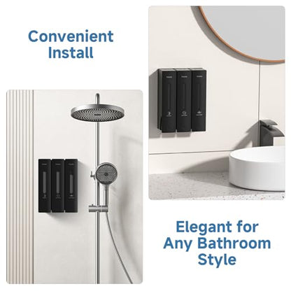 1984 Shower Soap Dispenser Bathroom Set Shampoo Conditioner Body Wash Dispenser Wall Mounted Shower Shampoo Dispenser 3 Chamber No Drill for Home Star Hotel 3 x 400ml Black - color: Black 3 Chamber