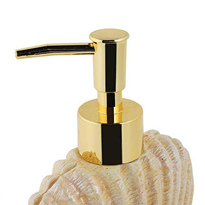 Shell Lotion Dispenser Bottle, Decorative Leak Pump Container for Bathroom Kitchen Plastic Electroplated Press 300ml 1 Pack