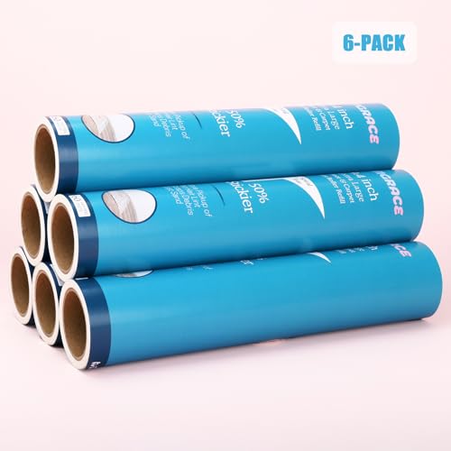 9.4 inch Extra Large Lint Roller Refills for PetLovers Extra-Wide 9.4 inch Giant Floor Lint Roller, 50% Stickier, Pack of 6 Refills, 60 Sheets per Refill, 360 Sheets Total - size: 9.4 inch