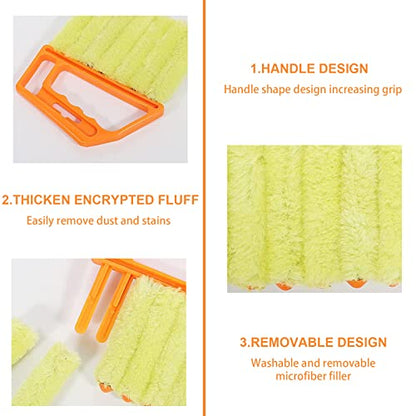 2 Pcs Blind Cleaner - Washable Window Blind Cleaner Duster Tool, Hand-Held Blind Duster for Wood Dlinds Mini Duster Brush Blind Dust Cleaner Venetian Shades Brush Window - color: Orange、yellow