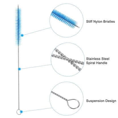 PATIKIL 10"x9/16" Long Straw Brush, 10 Pcs Drinking Straw Cleaning Brush Nylon Pipe Tube Cleaner Brush for Cleaning Straws Pot Spout, Blue - color: Blue, size: 10"x9/16"