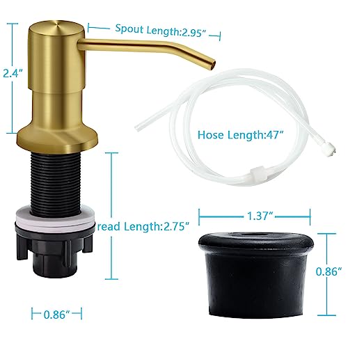Soap Dispenser for Kitchen Sink, Countertop Sink Soap Dispenser Pump, 47" Silicone Extension Tube Connect to The Soap Bottle Directly, Say Goodbye to Frequent Refills (Golden) - color: Golden