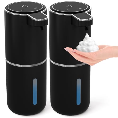 2 Pack Automatic Foaming Soap Dispenser,Touchless Foam Soap Dispenser,12.8oz Rechargeable Wall Mounted Smart for Bathroom and Kitchen Dish Soap,Easy for Toddlers(Black) - color: Black, size: Foam
