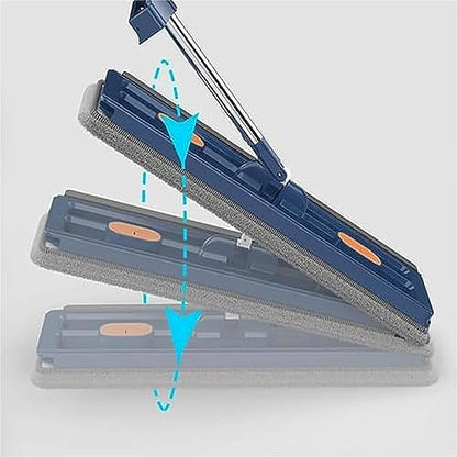 Large Flat Mop - 360° Rotating Mop with Dewatering Scraper, Djustable Stainless Steel Long Handle with 2 Microfiber Pads 12027(54" White,+4 Pads) - color: 54" White, size: +4 Pads