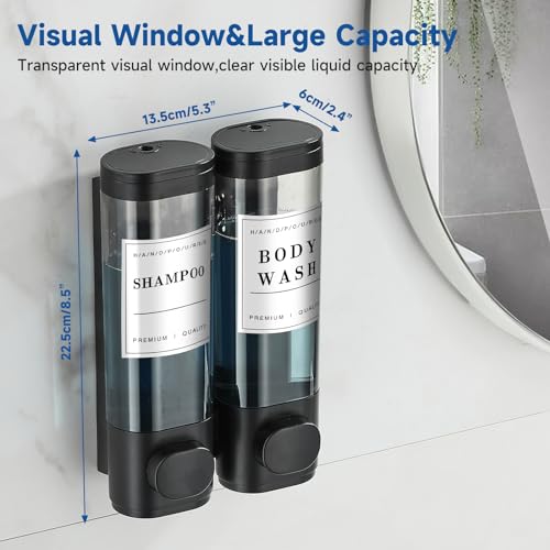 Shampoo and Conditioner Dispenser,Shower Dispenser 2 Chamber No Drill Wall-Mounted Shampoo Dispenser for Shower Wall Mounted Shower Dispenser for Bathroom Hotel,Matte Black1 - color: Matte Black 2 Chamber