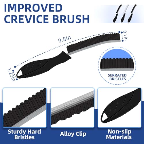 Magiware New Serrated Crevice Cleaning Brush, Hard Bristle Cleaning Tools for Household Use, Multifunctional Gap Cleaner Supplies for Kitchen, Bathroom,Toilet, Faucets, Grout, Car, Home Essentials - style: SERRATED-BLACK