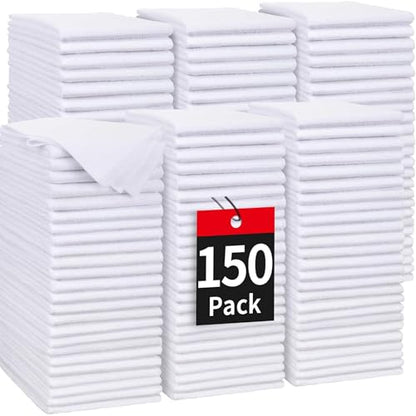 White Microfiber Cleaning Cloth, 150 Pack Shop Towels All-Purpose Cleaning Rags, Bulk Lint-Free Washcloth Reusable Microfiber Towels for Cars Mechanic Garage & Housekeeping 11.5"*11.5" - color: White, style: 150 Pack