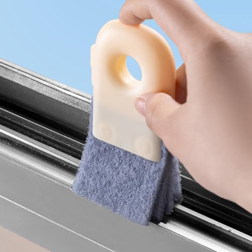 Groove Cleaning Brush Window Track Cleaner Window Sill Cleaner Sliding Door Track Crevice Clean Brushes,Beige - color: Beige