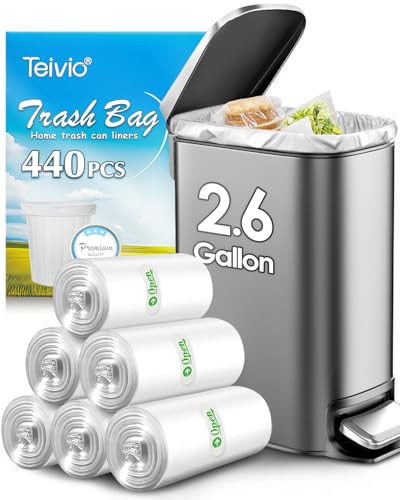 440 Counts Strong Trash Bags Garbage Bags by Teivio, Bathroom Trash Can Bin Liners, Small Plastic Bags for home office kitchen (2.6 Gallon) - size: 1 Count (Pack of 440)