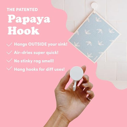 Papaya Reusable Paper Towels, Premium Swedish Dishcloths with Hook, Non-Scratch Reusable Paper Towel, 1 Sheet Replaces 17 Rolls - 2 Sheets, 1 Hook - color: Baby Blues