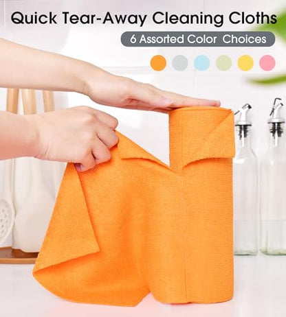 KitchLife Microfiber Cleaning Cloth Roll - Tear-Away Reusable Microfiber Paper Towels, Lint-Free, Washable, 20 Sheets for Kitchen, Car, Dishes, and Sensitive Surfaces (Orange) - color: Orange