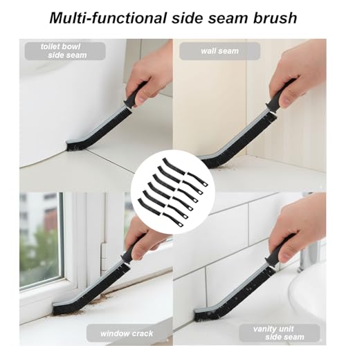 Crevice Cleaning Brushes for Deep Cleaning 6 Pack, Narrow Grout and Gap Scrub Brush Set for Shower, Tile, Sink, Kitchen, Toilet, Bathroom, Household Small Space Cleaning Tool Black