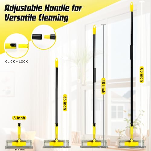Professional Window Squeegee with 60" Extension Pole for Home | 2 in 1 Squeegee for Window Cleaning with Scrubber/ Rotatable Head for Car Glass Shower Indoor & Outdoor High Windows