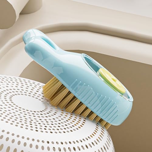 Ergonomic Dish Brush - Portable Kitchen Scrub Brush, Sink Scrub Tool for Kitchen, Pot Pan Scrubber with Soap Dispenser, Dish Cleaning Tool, Utensil Scrubber for Pots Pans Bowls Counter - color: Sky Blue