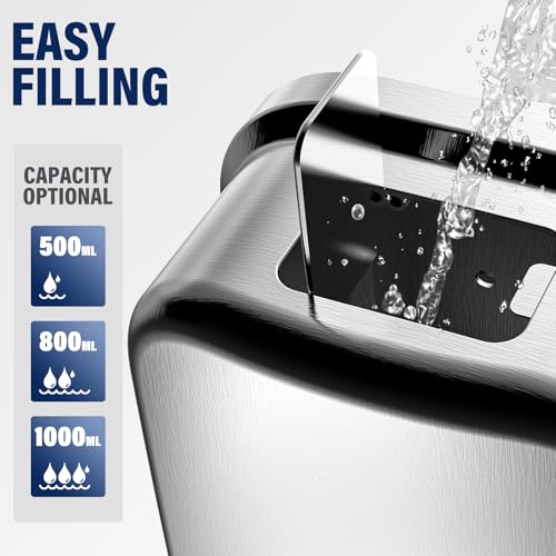 Commercial Wall Mounted Stainless Steel Soap Dispenser, Liquid & Gel Hand Sanitizer for Public Restrooms, Janitorial Cleaning Supplies, Key Lock, Leak-Proof for Hotels, Hospitals, Offices - size: 1000ml(35oz)