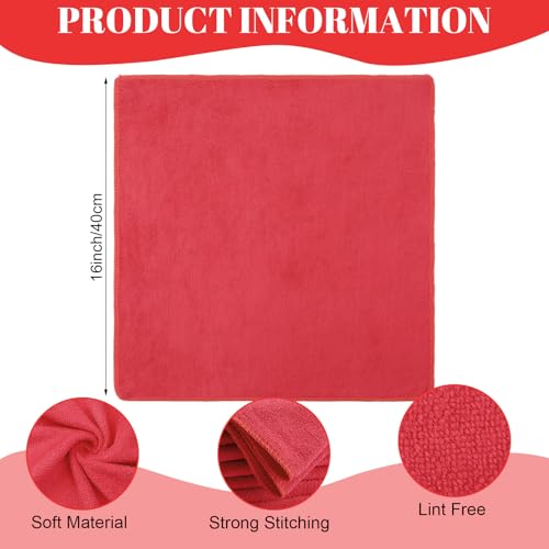 Nuenen 60 Pcs Microfiber Cleaning Cloths for Cars 16 x 16 Inch Ultra Absorbent Car Towels Drying Reusable Cleaning Supplies House Kitchen Window Microfiber Towel (Red) - color: Red