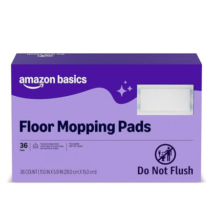 Amazon Basics Floor Cleaning Wet Mopping Pads, Super Absorbent, Fits Swiffer WetJet Mopping Systems, 36 Count, Packaging May Vary