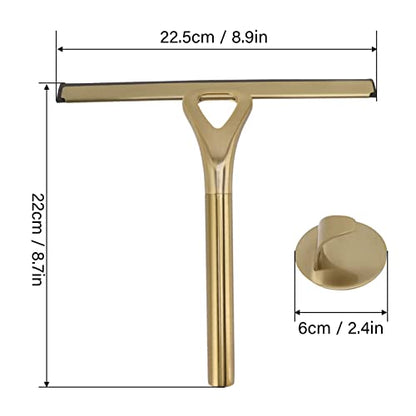 Stainless Steel Shower Squeegee with Hook, All-Purpose 8.9-Inch Window Squeegee for Bathroom Glass Doors, Mirrors, Tile Walls, Car , Streak-Free Tool