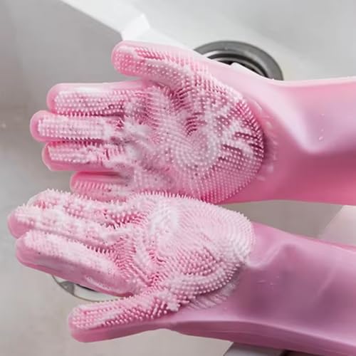 Silicone Dishwashing Gloves, Reusable Kitchen Gloves for Washing Dishes, Cleaning Brush for Kitchen Tasks, Hand Skin Protection