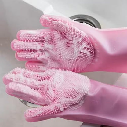 Silicone Dishwashing Gloves, Reusable Kitchen Gloves for Washing Dishes, Cleaning Brush for Kitchen Tasks, Hand Skin Protection