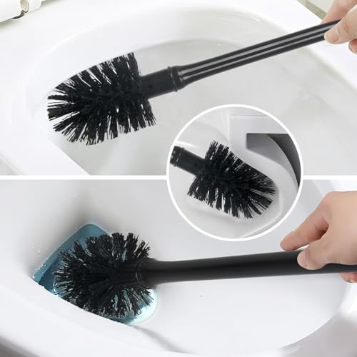 CELOX 2 Sets Black Toilet Brush and Plunger Set for Bathroom Heavy Duty - color: Shiny-black