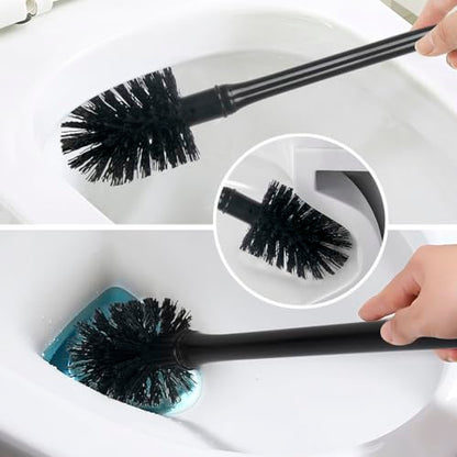 CELOX Black Toilet Plunger and Brush Set with Holder for Bathroom, 1 Set,Silver-Black - color: Silver-black