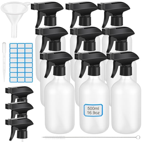9 Pack 16oz/500ml Plastic Spray Bottle Bulk for Plant Small Spray Bottle Fine Mist Water Sprayer Upgraded Adjustable Nozzle Refillable Empty Containers for Cleaning, Hair, Cooking(Frosted) - color: Frosted, size: 16oz/500ml, style: Regular