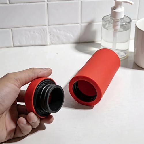 Dish Soap Dispenser for Kitchen, Silicone Squeeze Bottle for Dish Detergent (Red) - color: Red