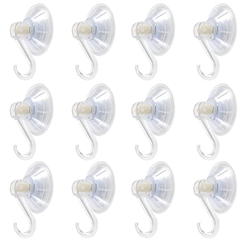 1st Choice Clear Plastic Suction Cup Hooks, 12 Pack Ultra Heavy Duty Power Lock Vacuum Traceless Smooth Waterproof Oil-Proof Wall Shower Kitchen Window Bathroom Holder - size: 12 pcs